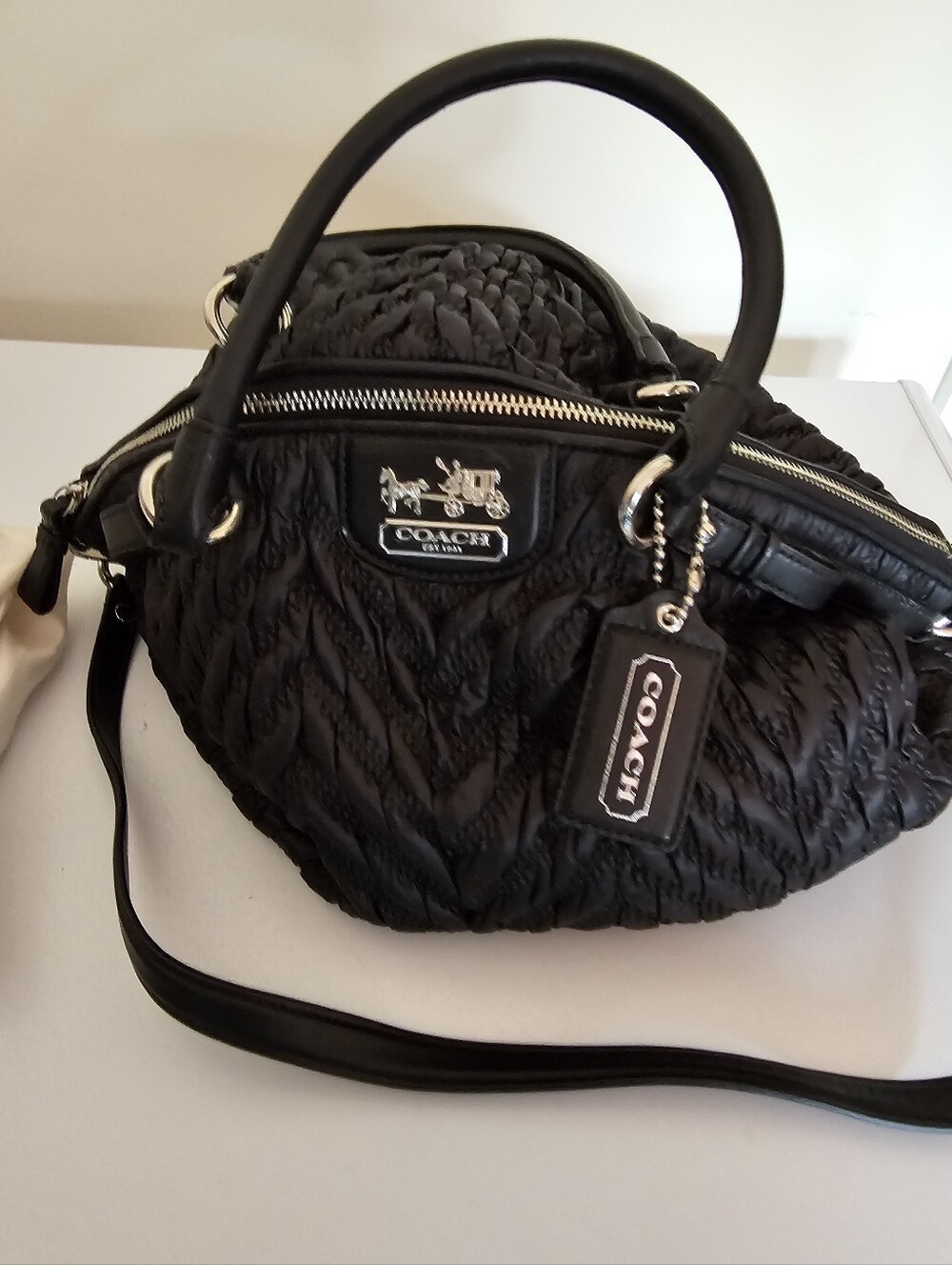 Coach Quilted Black Women's Satchel Handbag -75th Anniversary Edition - Picture 14 of 15